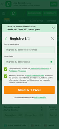 Regístrate en la app de CampoBet