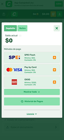 Realiza un depósito con la app de CampoBet para jugar