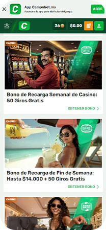 Sección de bonos adicionales con free spins en CampoBet