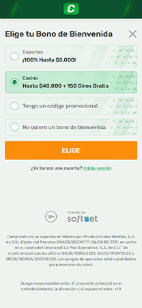 Registro de cuenta en CampoBet para jugar a Aviator en México.
