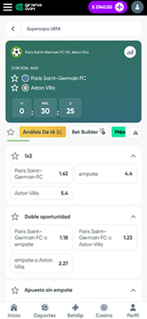 Funciones de apuestas disponibles en Granawin Argentina.