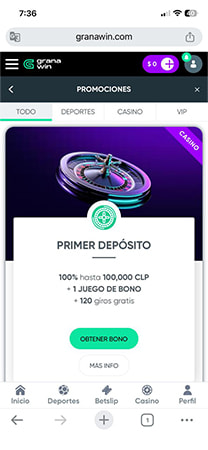 Selección de ruleta en vivo en GranaWin