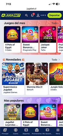 Selección de juegos de tragamonedas en JugaBet