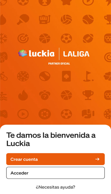 Página de inicio de la app de Luckia