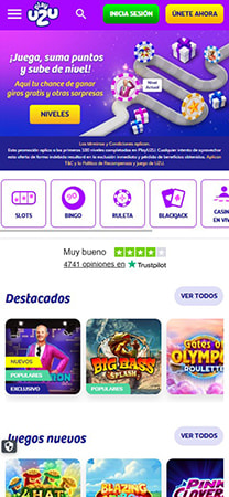 Pantalla de inicio de la app de PlayUZU