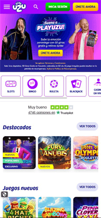 Sección de rasca y gana en PlayUZU