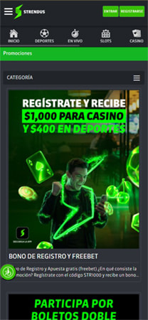 Código STR1000 en el registro de Strendus