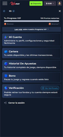 Confirmación de cuenta en Winpot