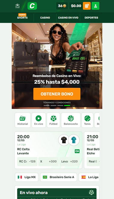 Página principal del casino con Skrill.