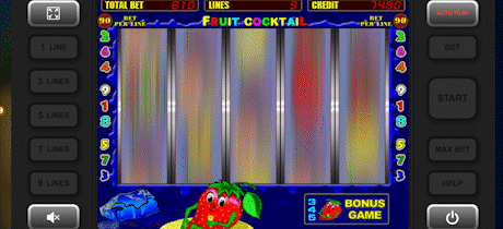 Tablero de la slot Fruit Cocktail que se ve al jugar en un casino online.