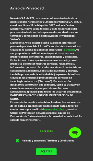 Aviso de privacidad y verificación de cuenta