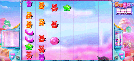 Tablero de la slot Sugar Rush al jugar en un casino online de México.