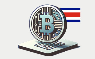 Símbolo de Bitcoin y la bandera de Costa Rica.