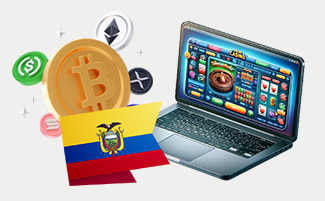 Símbolo de Bitcoin y la bandera de Ecuador.