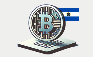El símbolo de Bitcoin y la bandera de El Salvador.