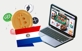 Símbolo de Bitcoin y la bandera de Paraguay.