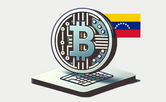 Símbolo de Bitcoin y la bandera de Venezuela.