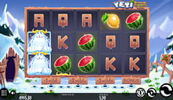 Imagen con la pantalla de juego de la tragaperras Yeti: Battle of Greenhat Peak de Thunderkick.