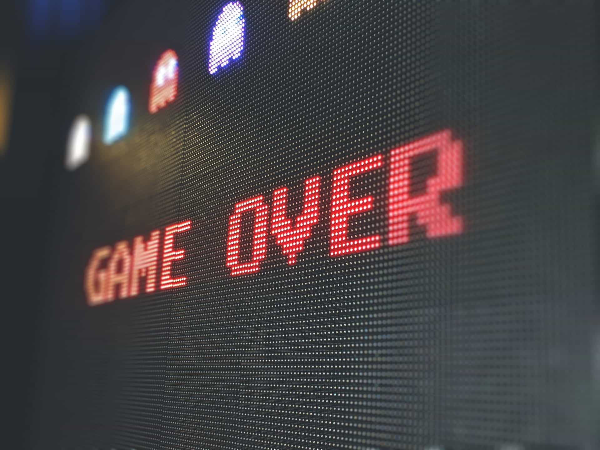 Pantalla Game Over en el juego Pac-Man.