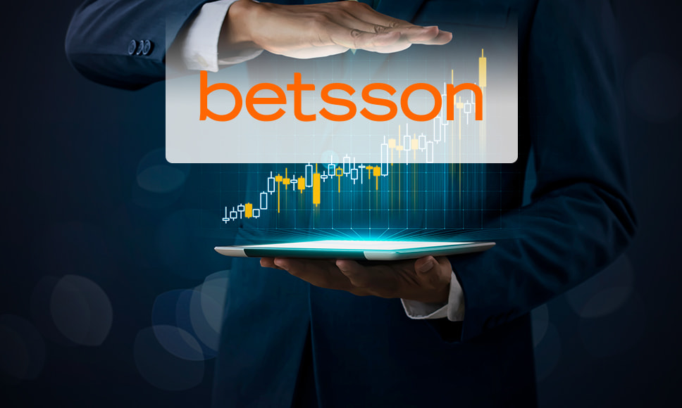 Logo del operador Betsson emergiendo de una Tablet.