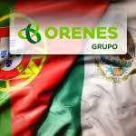 Banderas de México y Portugal con el logo del Grupo Orenes.