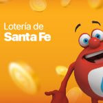 Fondo dorado con el logotipo de Lotería de Santa Fe y una bola de bingo animada.