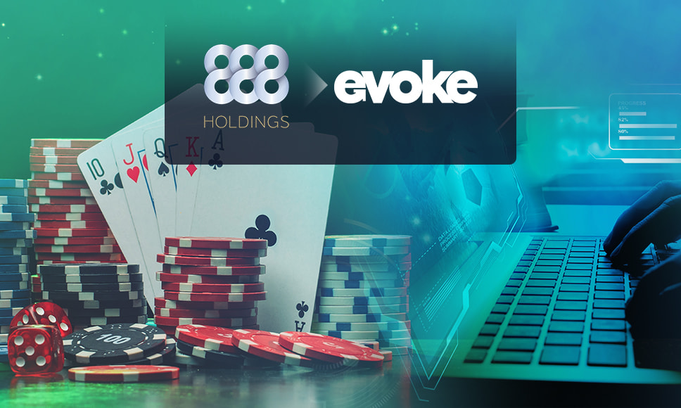 Logos de 888 y evoke sobre un trasfondo de juegos de azar.