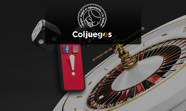 Logo de Coljuegos con un celular y advertencia.