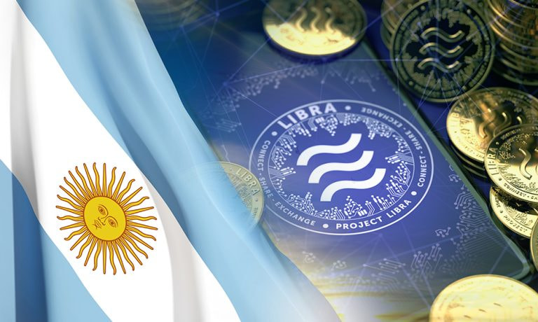 Bandera de Argentina y criptomonedas $LIBRA.
