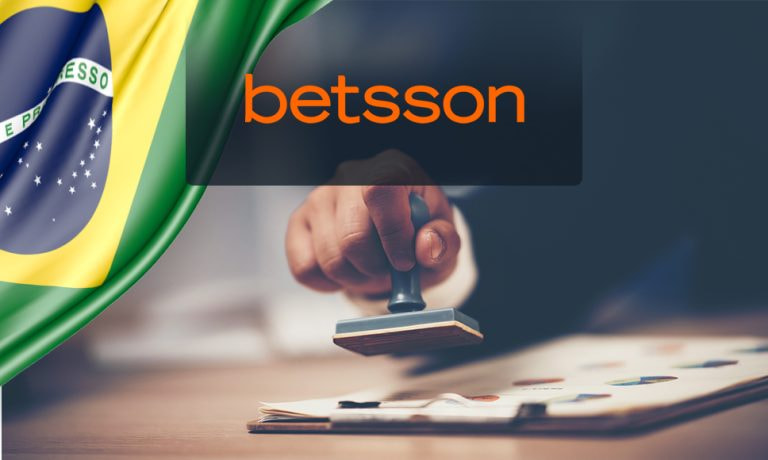 Sellado de un papel oficial con el logo de Betsson y la bandera de Brasil.