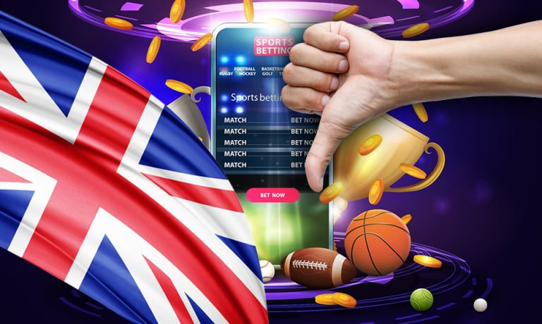 Bandera británica con una app de apuestas.