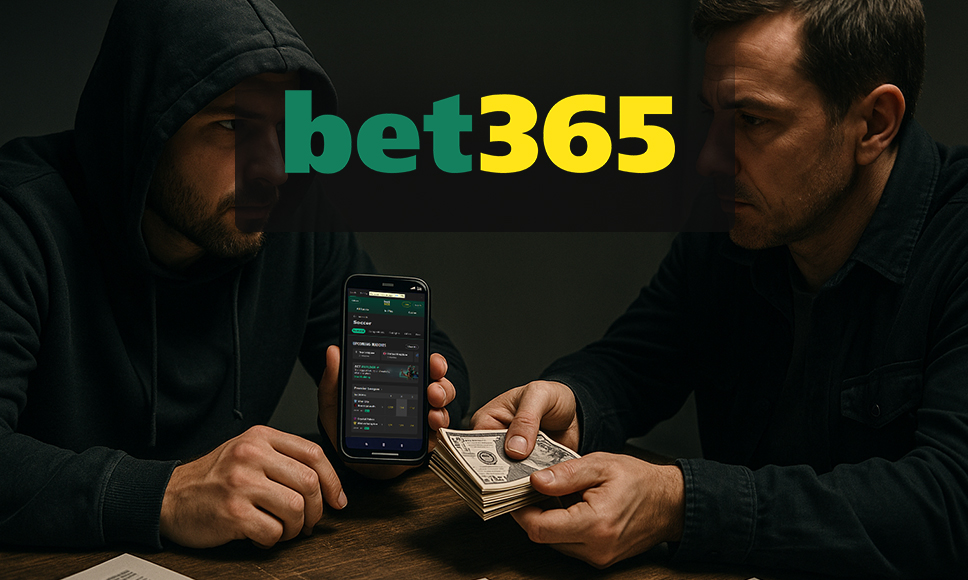 Dos personas arreglando la compra de cuentas de bet365.