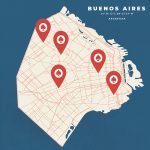 Mapa de la ciudad de Buenos Aires con varias ubicaciones de casinos.