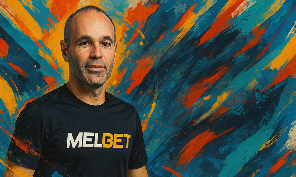 Andrés Iniesta con camiseta de MelBet.