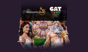 Logo de Pragmatic Play y GAT Expo México 2025 sobre personajes de slots populares como Sweet Bonanza y Zeus.
