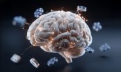 Cerebro humano con señales de dopamina y elementos de casino como ruleta o fichas.