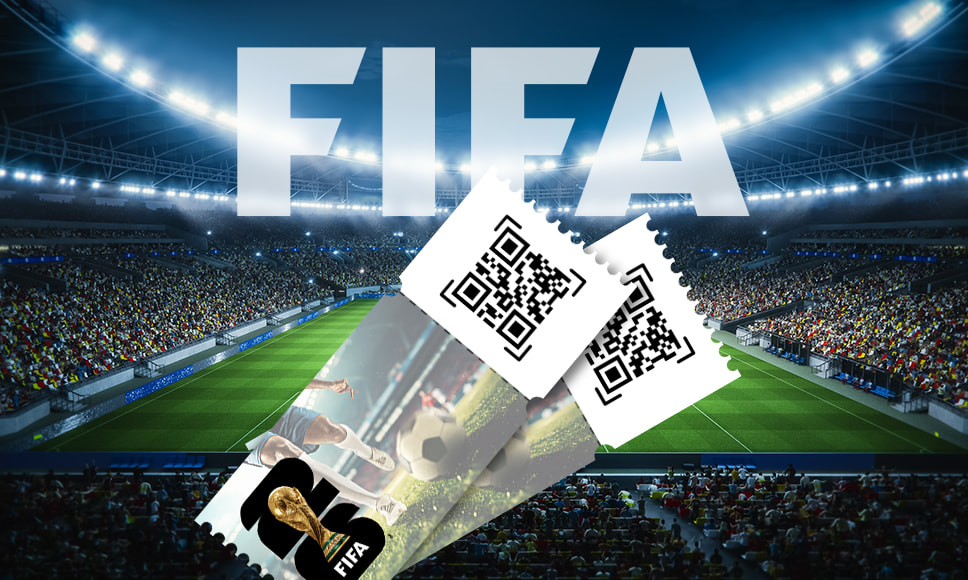Estadio lleno con entradas digitales del Mundial 2026 mostrando códigos QR