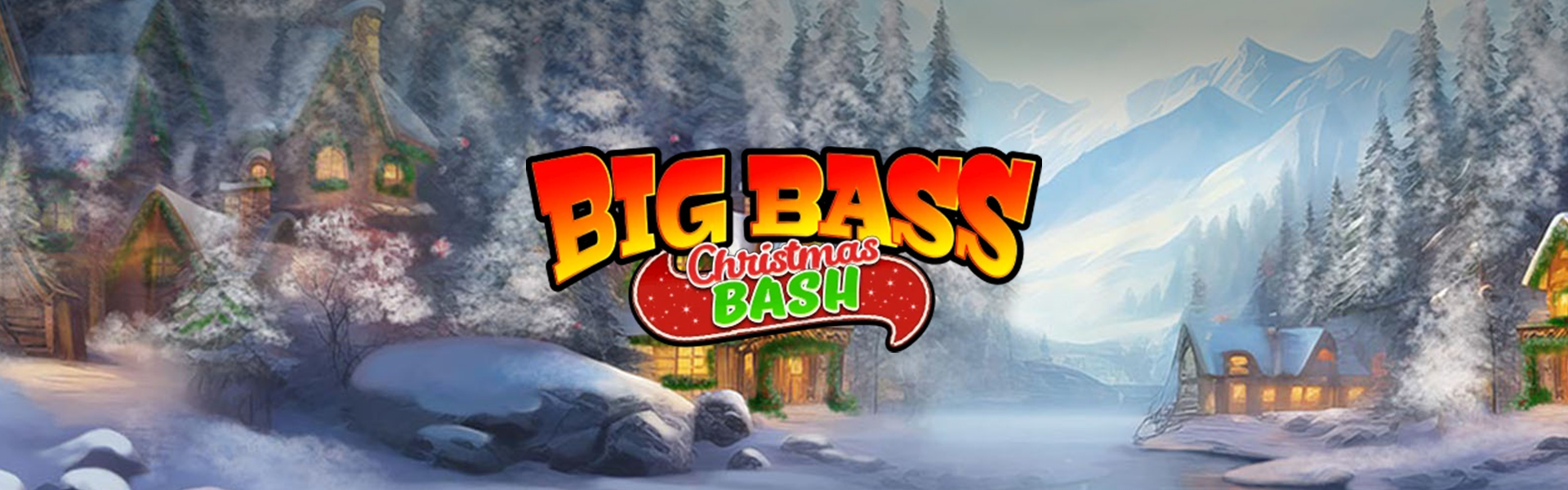 Logo de “Big Bass Christmas Bash” con fondo temático.