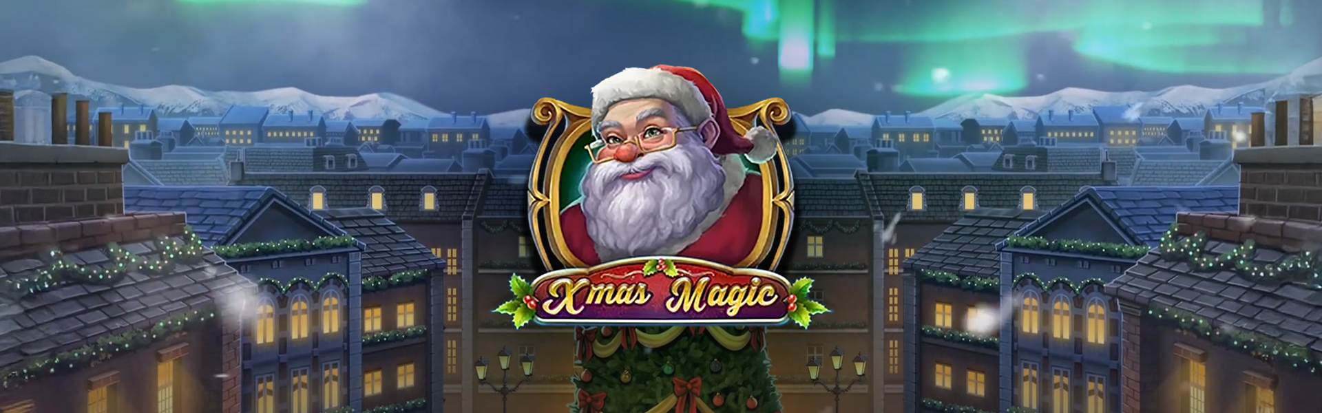 Logo de “Xmas Magic” con fondo temático.