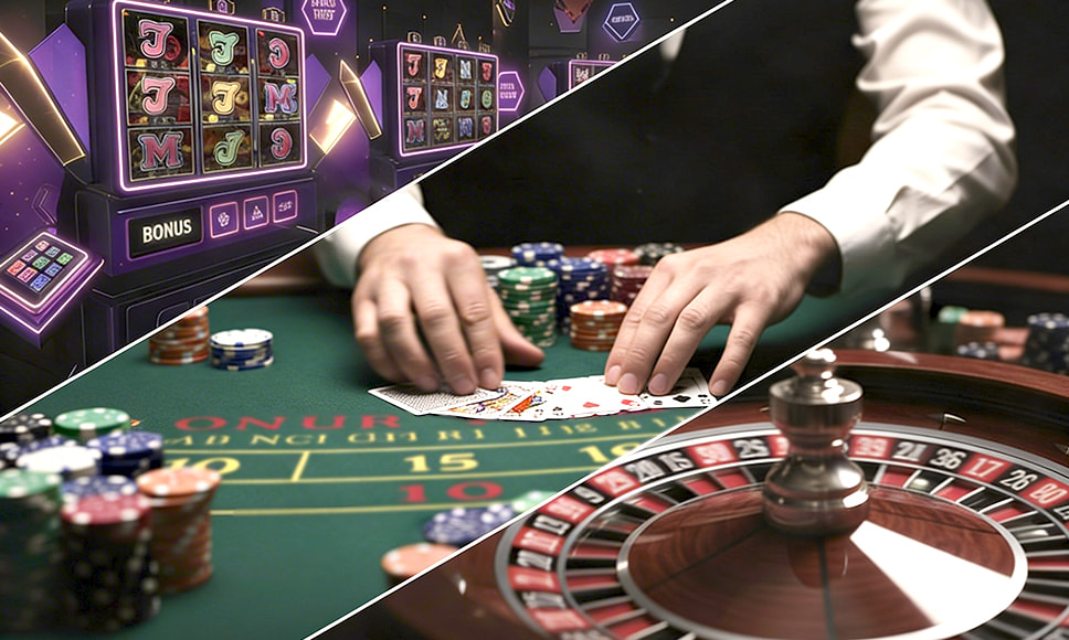 Juegos de casino: tragaperras, blackjack y ruleta.