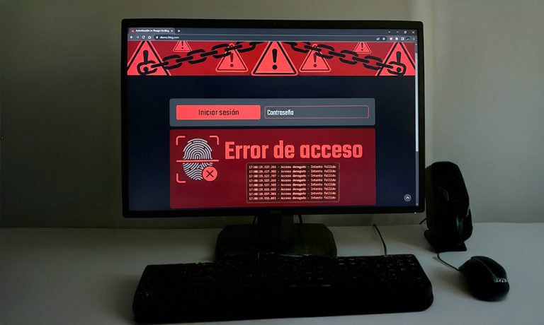 Pantalla de ordenador con error de acceso y múltiples intentos fallidos de inicio de sesión