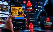 Anuncios sospechosos en redes sociales junto a alertas de fraude online